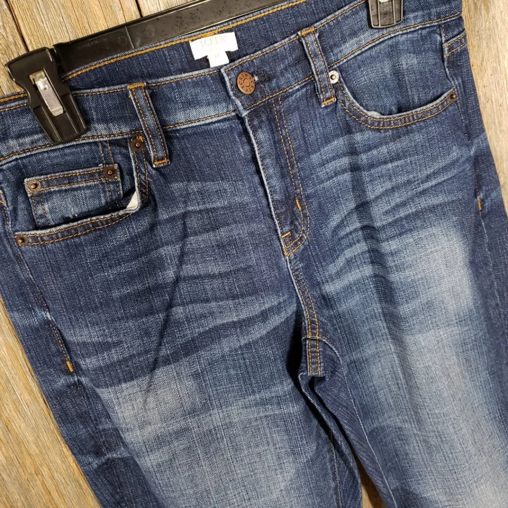 J. Crew Factory Size 27‎ Women's Blue Distressed Ripped Jeans Mid Rise
